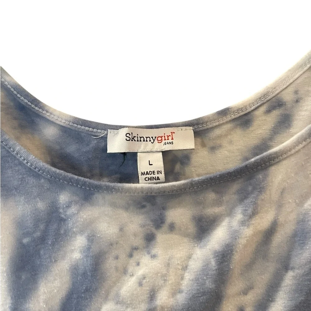 Skinnygirl Connie Women’s Side Ruched Midi Tank Dress Blue Tie Dye Size: Large - Picture 10 of 13